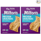 Milton's Protein Crackers, Everything - 10g of Plant-Based Protein Per Serving, Gluten Free, Non-GMO Project Verified, Vegetarian-Friendly, Zero Grams Added Sugar Per Serving, 4.25 Oz, Pack of 2