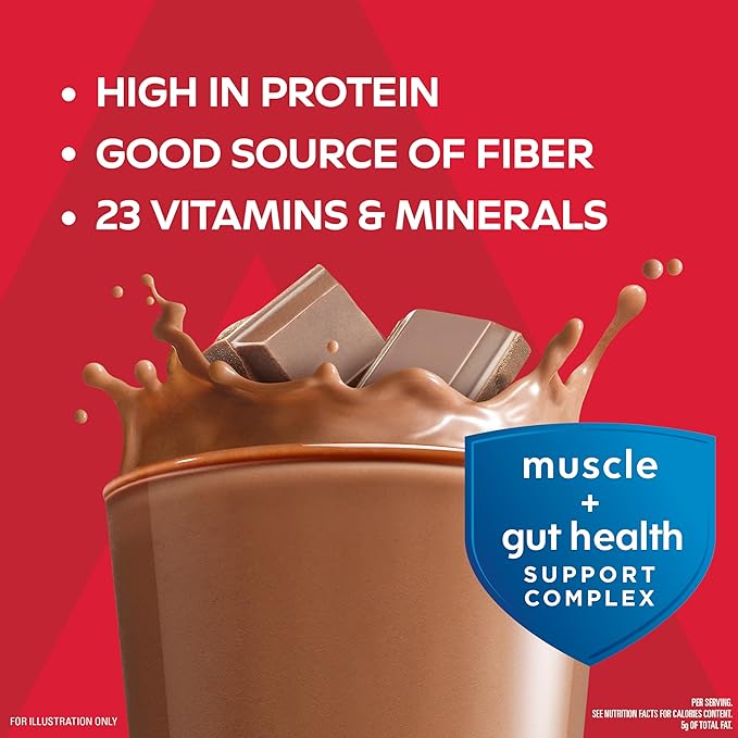 Atkins Strong High Protein Shake, Milk Chocolate, 30g Protein, 7g Prebiotic Fiber, Muscle & Gut Health Support Complex (Pack of 24)