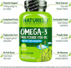 NATURELO Burpless Omega 3 Fish Oil Supplement - 1100mg Triglyceride Omega-3, EPA + DHA, Liquid Fish Oil for Heart, Eye, Brain, Joint Health - 120 Softgels, 4 Months Supply