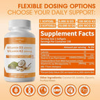 GREENPEOPLE K2 D3 Vitamin Supplement, Vitamin D-3 & K-2 MK-7, 10,000 IU/200 mcg, with Virgin Non-GMO Coconut MCT Oil | 300 Vegan Softgels | Bone Health, Immune Support