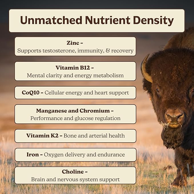 MK Supplements American Beast | Bison Liver & Heart Capsules | ~49x More CoQ10 Than Beef Liver | Regeneratively Raised Bison | 150 Capsules