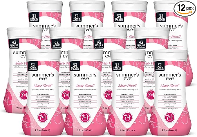 Summer’s Eve Feminine Wash, Sheer Floral, Daily pH-Balanced Body Wash for Women, Feminine Care to Remove Vaginal Odor, Gynecologist Tested, 9 Fl Oz, Pack of 14