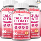 (3 Pack) 1200 mg Calcium Citrate Gummies Supplements for Women & Men,Pure Calcium Citrate Gummies for Bone, Muscle & Immune Support - Easy to Digest, Sugar Free,Vegan,Peach Flavor,60 Day Supply