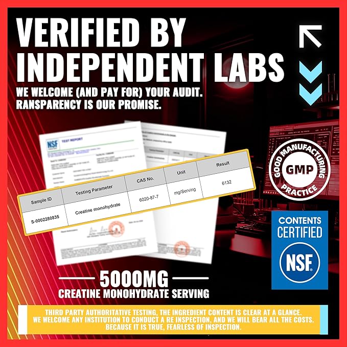 NSF Certified Creatine Gummy 5g - Creatine Monohydrate Gummies – Pre-Workout Energy & Muscle Growth Support for Men & Women | Strawberry Orange Electrolyte Gummies (135 Count)