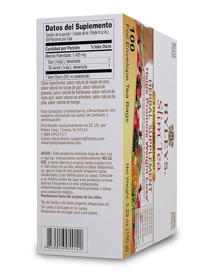 HYLEYS Slim Tea 9 Flavor Assortment 100 Ct - Weight Loss Herbal Supplement Cleanse and Detox - 100 Tea Bags (9 Pack) - Herbal Tea Variety Pack