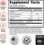 Creatine Monohydrate Gummies 5g - Raspberry Lemonade Flavored Creatine for Women and Men - Supplement for Muscle Gain, Strength, Energy, Cognitive Health, Pre and Post Workout, Recovery, (120 Gummies)