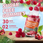 Magnesium Glycinate Gummies, Sugar Free Magnesium Supplement w/Ashwagandha, Zinc, Vegan Magnesium Glycinate Supplement for Adults - 60 Cherry Gummies