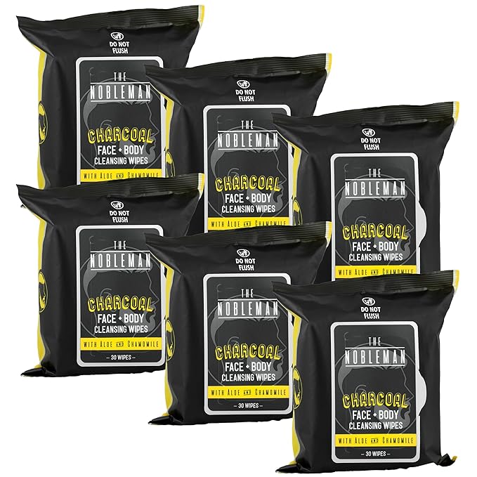 The Nobleman Cleansing Wipes 6 Pack (180 ct., Charcoal)