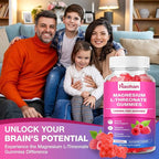 Magnesium L-Threonate 1200mg Gummies to Support Focus & Muscles, Sugar-Free Raspberry Flavor, 120 Count for Adults & Kids