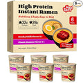Healspot High Protein Instant Ramen Variety Pack (6 Cups) - 32g Plant-Based Protein, Non-Fried, Low Carb, Keto & Vegan Friendly (Smoky-Beef/Classic-Pork)