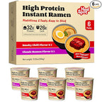 Healspot High Protein Instant Ramen Variety Pack (6 Cups) - 32g Plant-Based Protein, Non-Fried, Low Carb, Keto & Vegan Friendly (Smoky-Beef/Classic-Pork)