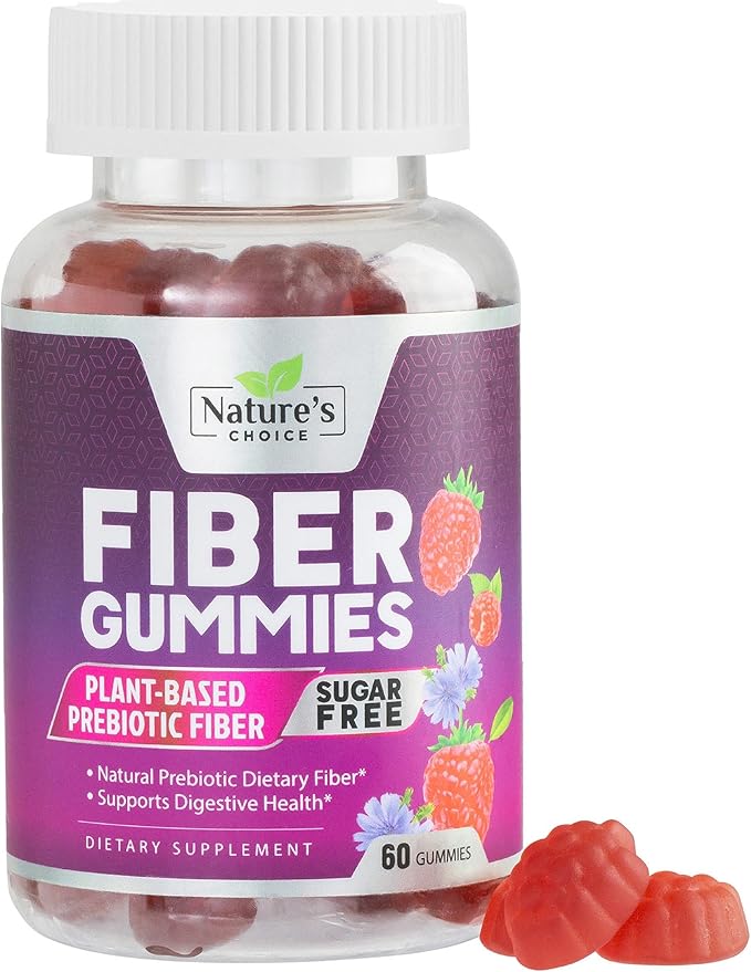 Fiber Gummies 4g Per Serving - Sugar Free Fiber Gummy Supplement for Adults, Daily Prebiotic Gummy Digestive Support - Plant Based Chews, Prebiotics Supports Regularity & Digestion - 60 Gummies