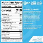 No Cow Vegan Protein Bars, Upgraded Cookies 'n Cream | 20g Plant Based Protein, Gluten Free, Dairy Free, Soy Free, Keto Friendly, Low Sugar, High Fiber Snack Bars | Pack of 12
