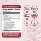 Troomy Daily 14 Mushroom Blend Gummies - Great Tasting Natural Mango Strawberry Flavor, Gelatin-Free, Gluten-Free, Vegetarian - 30 Count