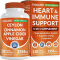 5-in-1 Ceylon Cinnamon Powder Extra Strength – Organic Ceylon Cinnamon Capsules with Turmeric, Apple Cider Vinegar, Korean Ginseng & BioPerine for Metabolism & Energy Support Pills (120 Ct, 1 Pack)
