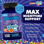 Dippin' Dots Chewable Melatonin 10mg – Melatonin 10 mg Tablets for Adults – Sugar Free – Strawberry Sunset Creme Flavor – Restful Sleep Support Supplement – Kosher, Gluten Free, Vegetarian (100 Count)