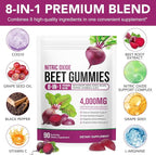 Beet Root Gummies Enriched with 200mg CoQ10 & Beet Root Extract for Blood Pressure, Heart Health Support, Energy Level Suport, Promoting Nitric Oxide, W/ Vitamin B12, C, Sugar-Free | 90 Chews