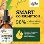 Wild & Organic Turmeric and Ginger Supplement Drops - Joint & Immune Support - Liquid Turmeric with Ginger and Black Pepper Extract - Curcumin Supplement - Vegan, Sugar & Alcohol-Free Tincture - 2 oz