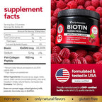 Biotin Gummies 10000mcg for Women and Men - Extra Strength Hair, Skin and Nails Gummies with Collagen - Natural Biotin Gummy Supplement for Hair, Skin, Nails Support - 60 ct