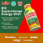 Vitamin Energy B12 11,000% Extra Strength Energy Shot Mango 12 Pack, 260mg Natural Caffeine, B12 & B6, Nootropic Focus, Vitality, Zero Sugar, Gluten-Free, Vegan, Kosher, 1.93 fl oz