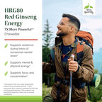 Terry Naturally HRG80 Red Ginseng Energy - Support Healthy Energy & Focus - Herbal Supplement with Korean Red Ginseng Root Powder - Vegan Tablets to Aid Healthy Endurance - 30 Chewable Tablets