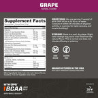 MTN OPS BCAA Powder 2:1:1 Amino Acids Supplement Powder for Rapid Muscle Recovery & Repair with Zero Sugar & Gluten Free - 30 Servings, Grape