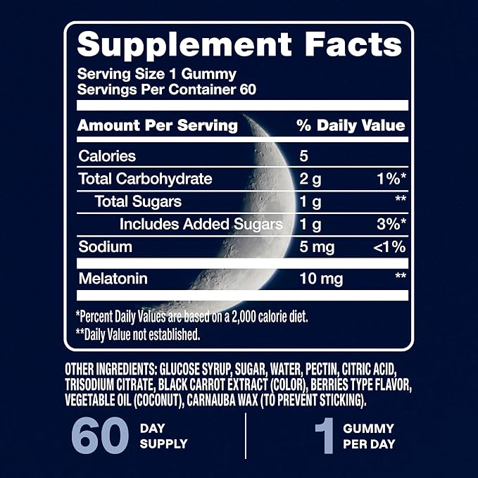 Cliganic Melatonin Gummies (10 mg, 60-Day Supply) - Adult Sleep Aid, Berry Flavor, Vegan, Non-GMO, Kosher, Gluten-Free Supplement, Helps Regulate Circadian Rhythm & Promotes Peaceful Nights