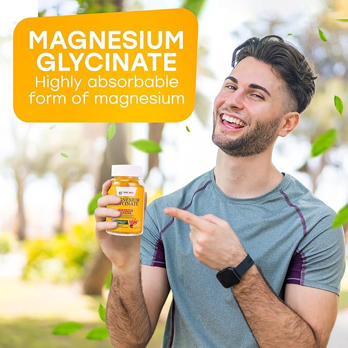 Magnesium Glycinate Gummies 100mg for Kids and Adults - Glicinato de Magnesio