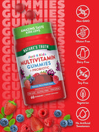 Nature's Truth Kids Multivitamin Gummies with Probiotics | 60 count | Berry Punch Flavor | Vegetarian, Non-GMO & Gluten Free Supplement