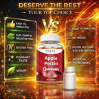 Apple Pectin Gummies - High-Fiber Supplement with 2000mg Natural Cholesterol Lower Support, Promotes Digestive Wellness & Stomach Comfort, Non-GMO & Gluten Free Herbal Supplements - 60 Vegan Gummy