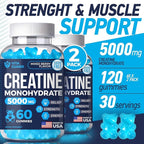 Vita Guard 5000mg Creatine Monohydrate Gummies Formula for Men and Women Ultimate Muscle Builder, Energy Booster & Pre-Workout Supplement (2 Pack)