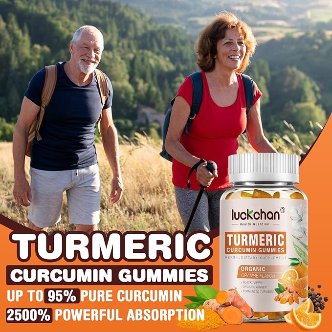 Turmeric Curcumin Gummies with Ginger & Black Pepper Herbal Supplement-240 Count for Adults and Kids, 2400mg - Tumeric Gummy Supplements Vegan, Organic, Gelatin-Free 3 Pack