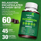 11-in-ONE Mushroom Complex Gummies - 10x Mushroom Supplement W Lions Mane - Nootropic Brain Supplement, Immune Support, All Natural 60 Count Gummies.