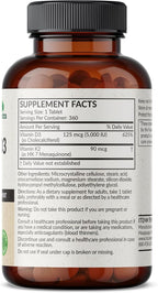 Futurebiotics Vitamin K2 with D3, 2 in 1 Support, 5000 IU Vitamin D3 & 90 mcg Vitamin K2 MK-7 Non-GMO, 360 Tablets