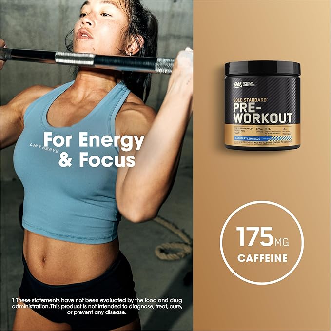 Optimum Nutrition Gold Standard Pre-Workout, Vitamin D for Immune Support, with Creatine, Beta-Alanine, and Caffeine for Energy, Keto Friendly, Blueberry Lemonade, 30 Servings, (Pack of 2)
