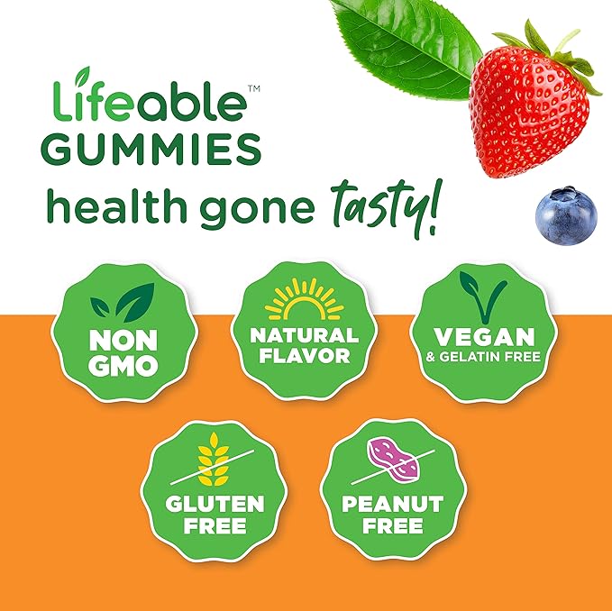 Lifeable Glucose Gummies - Great Tasting Natural Flavor Gummy - Gluten Free GMO-Free Chewable - for Adults and Kids - 90 Gummies