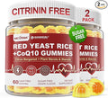 Red Yeast Rice Gummies 2400MG with CoQ10, Suagr Free Balanced Chṏlesterṏl Supplements Plus Citrus Bergamot, Plant Sterols & Stanols Supports Vḁsculḁr Health, Energy, Immunity for Age 50+,Vegan,60 Cts