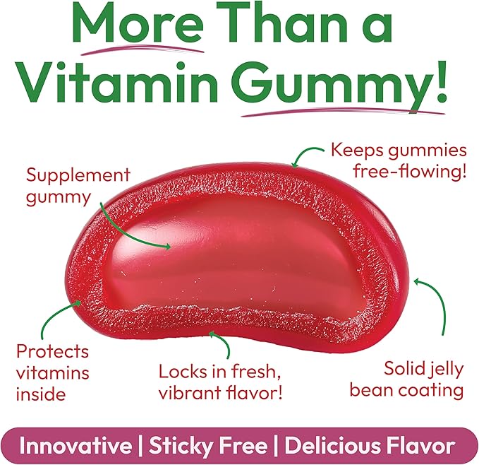 Biotin Jelly Bean Gummy Vitamins, Max Strength Biotin for Hair, Skin and Nails, 10,000mcg per Serving, Hair Growth Vitamins for Men and Women, 120 Strawberry Blast Jelly Beans, Kosher