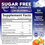 Melatonin Sleep Gummies - 6mg Per Serving - Sugar-Free Sleep Support Melatonin Gummy for Adults - Extra Strength Sleeping Gummy Supplement - Supports Restful Sleep - Tasty Orange Flavor - 60 Gummies