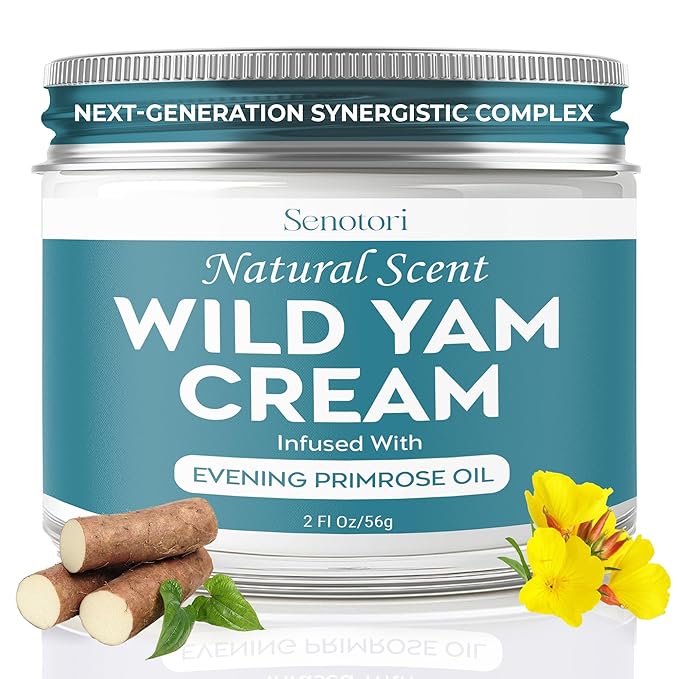 Wild Yam Cream infused with Evening Primrose - Botanical Wild Yam Root Balm for Women's Midlife Wellness – Menopause, Hormone Balance & Nighttime Comfort, Non-Greasy Cream – 2 Oz (Unscented)