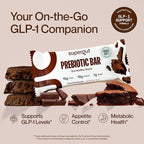 Supergut GLP-1 Boosting Prebiotic Bars, Chocolate Brownie - Gut Healthy Protein Snacks & Breakfast Bars - Keto-Friendly Meal Replacement Energy Bars (12 Count)