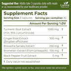 Turmeric Curcumin Supplement with Ginger, Boswellia, Bromelain & Black Pepper – High in Antioxidants – Supports Joint Health, Mobility & Recovery – Natural, Non-GMO, Third-Party Tested – 90 Capsules
