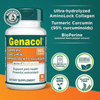 Genacol Turmeric Curcumin, Ultra-Hydrolyzed Collagen Peptides Supplement with Black Pepper Extract (BioPerine), Soothe Your Joints, Enhanced Absorption, 90 Capsules (30-Day Supply)