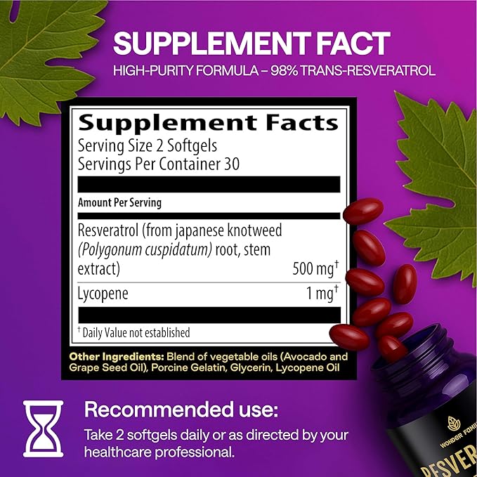 WONDER FAMILY Resveratrol Supplement 2000mg - 240 Softgels – Powerful Antioxidant for Heart Health, Immune Strength, Signs of Aging – Higher Potency Next to 1600mg - Non-GMO & Gluten Free