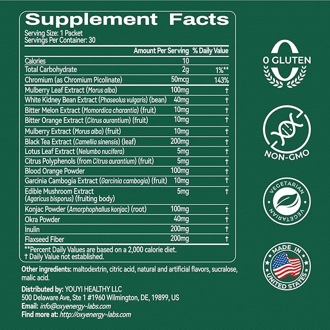 OxyEnergy LIPO Slash 16-in-1 Natural Weight Loss Supplement for Women and Men, Supports Gut Health, GLP-1 Activate & Weight Management, Vegan, Gluten-Free, Non-GMO, 30 Packets, Orange Flavor