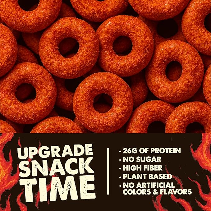 CRISP POWER Protein Pretzels, NEW Flamin' Crunch, 26G Protein, High Protein Snack, High Fiber, Low Carb Crunchy Pretzel Snacks, No Added Sugar, 1.75 oz Bags, 6 Pack, Vegan, Keto