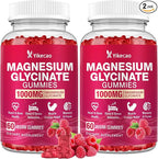 2 Pack Magnesium Glycinate Gummies 1000mg，Magnesium Gummies for Adults & Kids with L-Threonate, Magnesium Supplement for Relaxation, Calm, Sugar Free, Raspberry Flavor, 120 Count