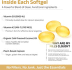 Vitamin D3+K2 with Coconut Oil - Vegan Vitamin D 5,000 IU & MK7 Vitamin K 110mcg for Bone, Heart & Immune Support, Non-GMO, Third Party Tested, Soy Free, High Absorption 60 Veggie Softgels