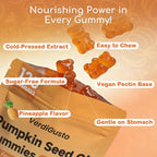 120 Count Pumpkin Seed Oil Gummies with Saw Palmetto | 5,000 mg Cold-Pressed Extract | Sugar-Free Pineapple Flavor | Supports Hair, Skin & Prostate Health | Pumpkin Seed Oil Supplement for Men & Women