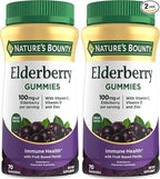 Nature's Bounty Elderberry Gummies, Dietary Supplement, Supports Immune Health, Contains Vitamin A, C, D, E and Zinc, 100 mg, 70 Gummies (Pack of 2)
